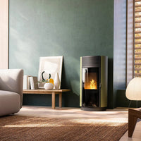 Stufa a pellet Girolami Round 14 13 kW ad aria WiFi - Verde Girolami