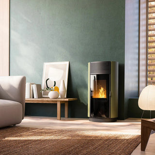Stufa a pellet Girolami Round 14 13 kW ad aria WiFi - Verde Girolami