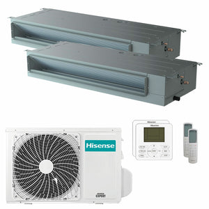 Condizionatore Hisense Canalizzabile ADT dual split 9000+9000 BTU inverter A++  unità esterna 3.5 kW