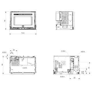 Inserto a pellet per camino PELLEK100+ EVO2 EK63 - gruppo Edilkamin - 10 kW ad aria canalizzata WiFi EK63