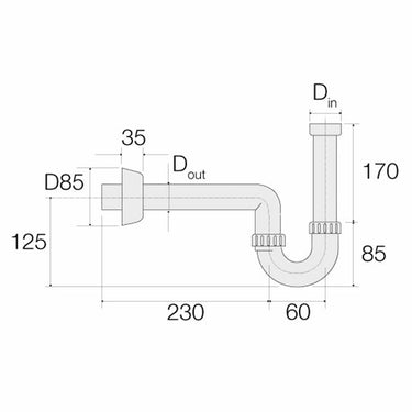 Sifone Valsir per bidet in PP bianco