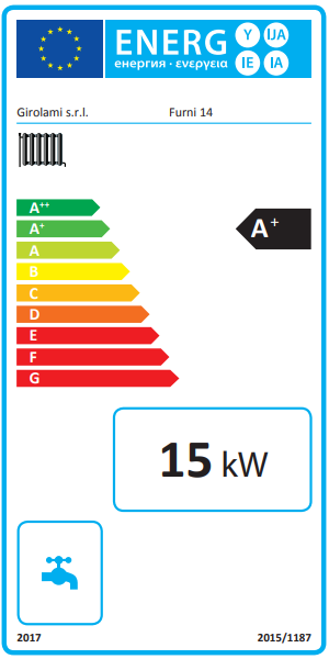 Stufa policombustibile Girolami Furni 14 nera 15 kW idro + kit acs