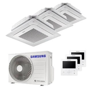 Condizionatore Samsung Cassetta Windfree 4 vie trial split 9000+9000+12000 BTU inverter A++ unità esterna 5,2 kW Samsung