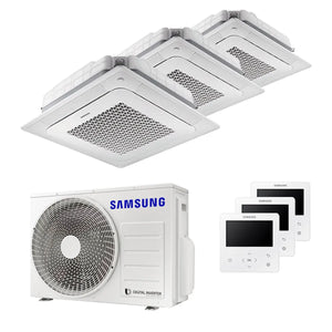 Condizionatore Samsung Cassetta Windfree 4 vie trial split 7000+9000+12000 BTU inverter A+++ unità esterna 5,2 kW Samsung