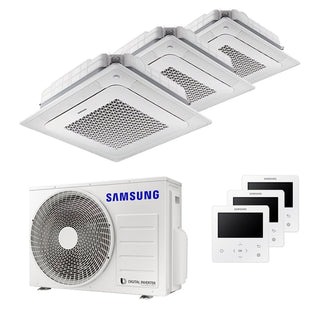 Condizionatore Samsung Cassetta Windfree 4 vie trial split 7000+7000+12000 BTU inverter A+++ unità esterna 5,2 kW