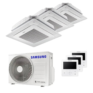 Condizionatore Samsung Cassetta Windfree 4 vie trial split 7000+7000+9000 BTU inverter A+++ unità esterna 5,2 kW Samsung