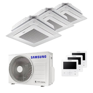 Condizionatore Samsung Cassetta Windfree 4 vie trial split 7000+9000+12000 BTU inverter A+++ unità esterna 5,2 kW Samsung