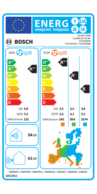 Condizionatore Bosch Climate 3200i 26 WE 9000 BTU R32 Inverter A++