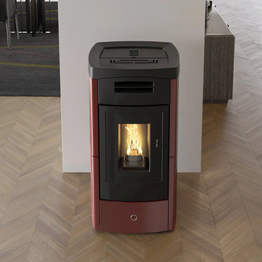 Stufa a pellet EK63 DAILY130++ - gruppo Edilkamin - 12,5 kW ad aria canalizzata Bordeaux EK63