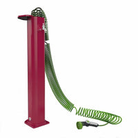 Fontana da giardino Arkema Garden Surprise a colonna in alluminio con flessibile estraibile e pistola irrigazione rossa Arkema