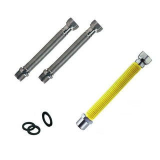 Kit installazione e sostituzione scaldabagno a gas raccordi flessibili estensibili Climamarket componenti acqua/gas