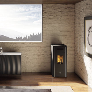 Stufa a pellet EK63 METRO110+ - gruppo Edilkamin -  10,5 kW ad aria canalizzata Nero