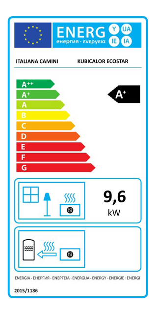 Inserto a legna per camino Italiana Camini Kubicalor Ecostar 9,6 kW ad aria canalizzabile