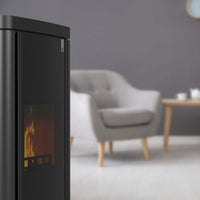 Stufa policombustibile Girolami Soft 22 nera 21 kW idro + kit acs