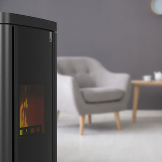 Stufa policombustibile Girolami Soft 22 nera 21 kW idro + kit acs