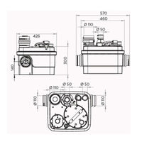 Trituratore WC SFA SANICUBIC 1 - STAZIONE DI SOLEVAMENTO ACQUE SCURE - per toilette, bagni, cucine o lavanderie