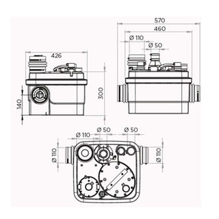 Trituratore WC SFA SANICUBIC 1 - STAZIONE DI SOLEVAMENTO ACQUE SCURE - per toilette, bagni, cucine o lavanderie