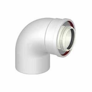 Curva coassiale universale 87° ø 60/100 m/f per scarico fumi caldaia a condensazione Stabile