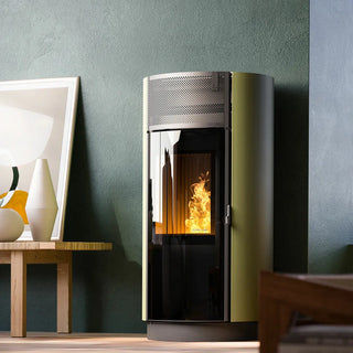 Stufa a pellet Girolami Round 14 13 kW ad aria WiFi - Verde Girolami