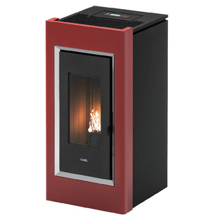 Stufa a pellet CADEL Prince Plus 11 kW rossa ad aria canalizzata con wi-fi Cadel