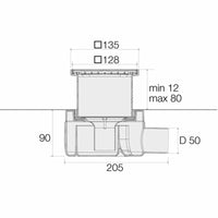 Pozzetto in PP sifonato con telo doccia uscita D 50 Valsir