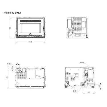 Inserto a pellet per camino PELLEK80 EVO2 EK63 - gruppo Edilkamin - 8 kW ad aria WiFi