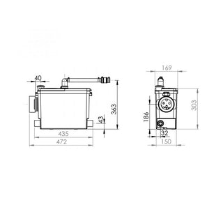 Trituratore WC SFA Sanipack Pro UP - Ad incasso per WC SOSPESO, WC FILO PARETE, LAVABO, BIDET, DOCCIA Sanitrit Sfa