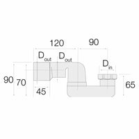 Sifone Valsir A3 in HDPE per scarico vasca con dado in ottone, connessione a saldare Valsir