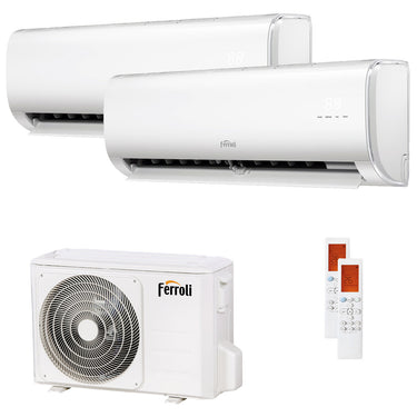 Condizionatore Ferroli Giada dual split 9000+12000 BTU inverter A wifi unità esterna 5.3 kW