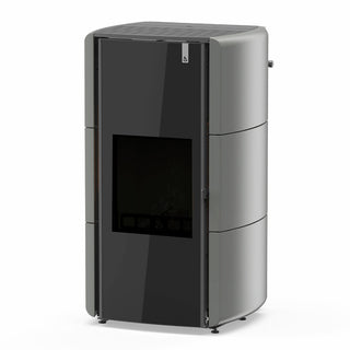 Stufa Policombustibile Girolami Edge 14 15 kW Idro con kit a.c.s. - grigio