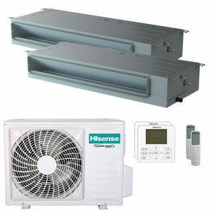 Condizionatore Hisense Canalizzabile ADT dual split 12000+18000 BTU inverter A++ unità esterna 5.5