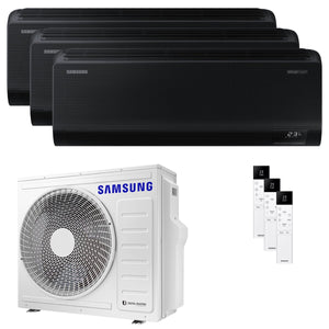 Condizionatore Samsung Windfree Black trial split 7000+12000+12000 BTU inverter A++ wifi unità esterna 6.8 kW