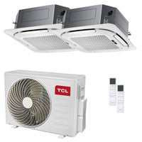 Condizionatore TCL Cassetta 4 vie Serie S dual split 18000+18000 BTU inverter A++ wifi unità esterna 7.9 kW