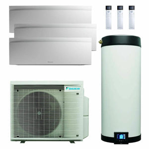 Daikin Multi+ sistema di condizionamento trial split e acqua calda sanitaria - Unità interne Emura 3 bianco 9000+9000+12000 BTU - Serbatoio 120 l Daikin