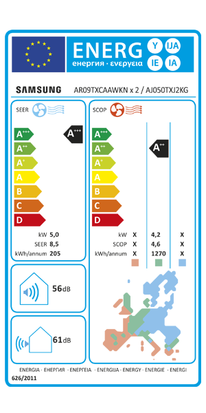Condizionatore Samsung Cebu S2 dual split 9000+12000 BTU inverter A+++ wifi unità esterna 5 kW