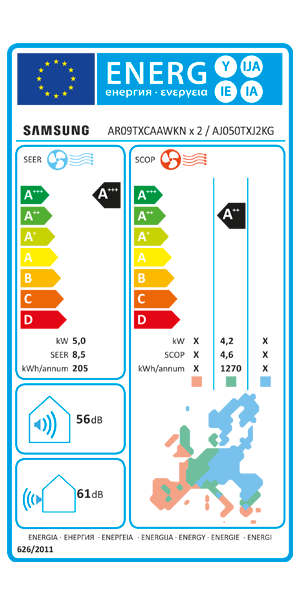 Condizionatore Samsung canalizzato dual split 9000+9000 BTU inverter A+++ unità esterna 5 kW