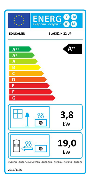 Stufa a pellet Edilkamin Blade2 H 22 Up 22,8 kW Idro WiFi Nero