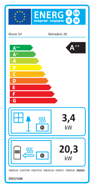 Stufa a pellet Klover Belvedere 28  23,7 kW  acqua+aria+kit acs matt black