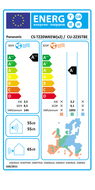 Condizionatore Panasonic Etherea dual split 9000+9000 BTU inverter A+++ wifi unità esterna 3.5 kW grigio grafite