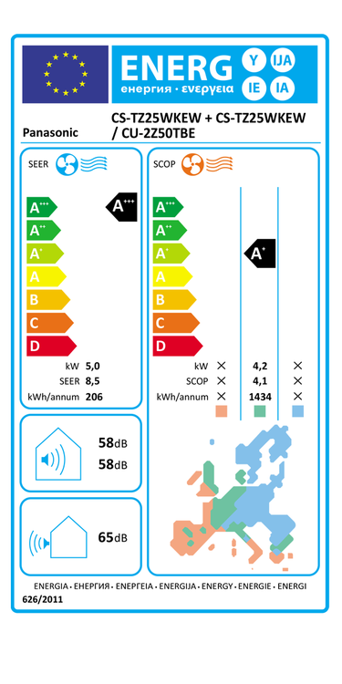 Condizionatore Panasonic Etherea dual split 9000+12000 BTU inverter A+++ wifi unità esterna 5 kW grigio grafite