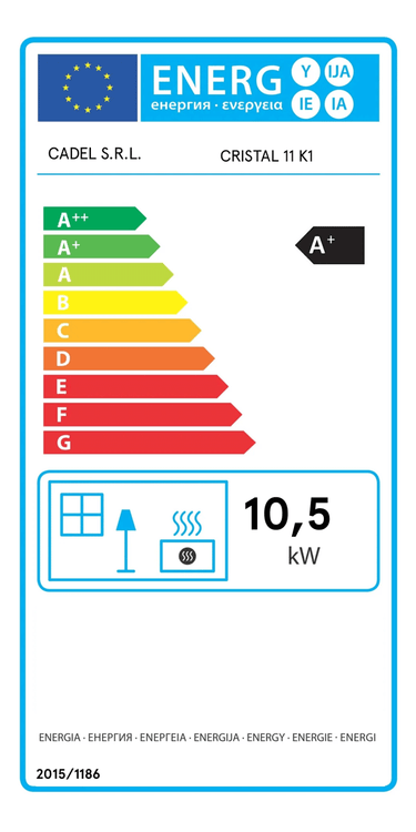 Stufa a pellet CADEL Cristal 11 ad aria 10,5 kW - WiFi ANTRACITE