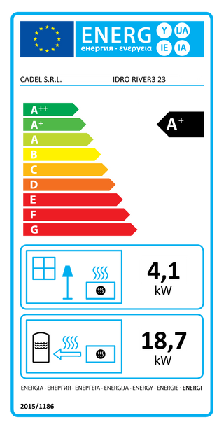Stufa a pellet Idro River 23 H2O CADEL maiolica bianca 22,8 kW acqua + kit ACS + wifi