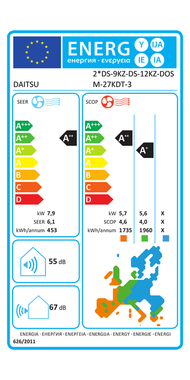 Condizionatore Daitsu Artic Pro dual split 12000+12000 BTU inverter A++ wifi unità esterna 7.9 kW