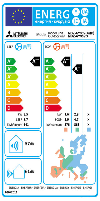 Condizionatore Mitsubishi Electric Serie AY 12000 BTU R32 inverter A+++ wifi