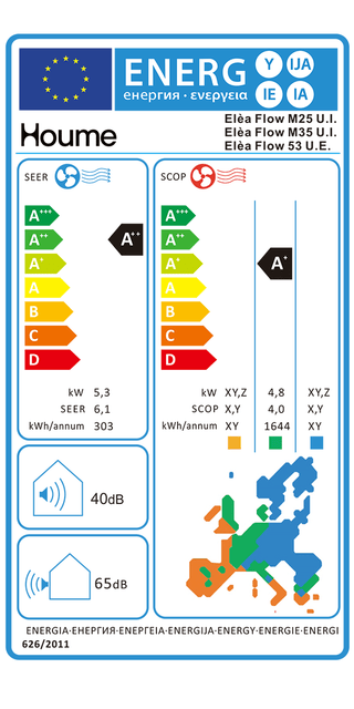 Condizionatore Houme Elèa Flow dual split 9000+12000 BTU R32 inverter A++ WiFi unità esterna 5,3 kW