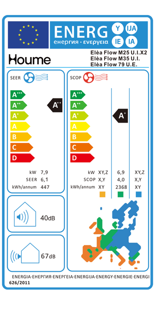 Condizionatore Houme Elèa Flow trial split 9000+9000+12000 BTU R32 inverter A++ WiFi unità esterna 7,9 kW