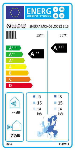 Pompa di calore aria acqua Olimpia Splendid Sherpa Monobloc S2 E 16 kW R32 monofase A++