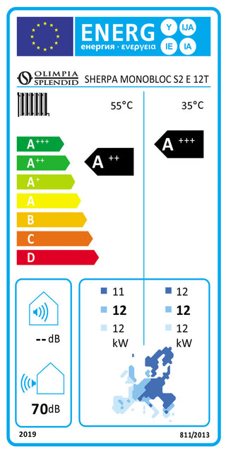 Pompa di calore aria acqua Olimpia Splendid Sherpa Monobloc S2 E 12T kW R32 trifase A++