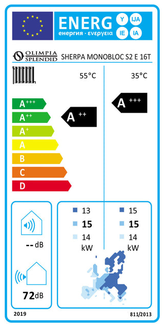 Pompa di calore aria acqua Olimpia Splendid Sherpa Monobloc S2 E 16T kW R32 trifase A++