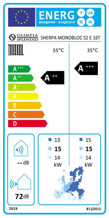 Pompa di calore aria acqua Olimpia Splendid Sherpa Monobloc S2 E 16T kW R32 trifase A++